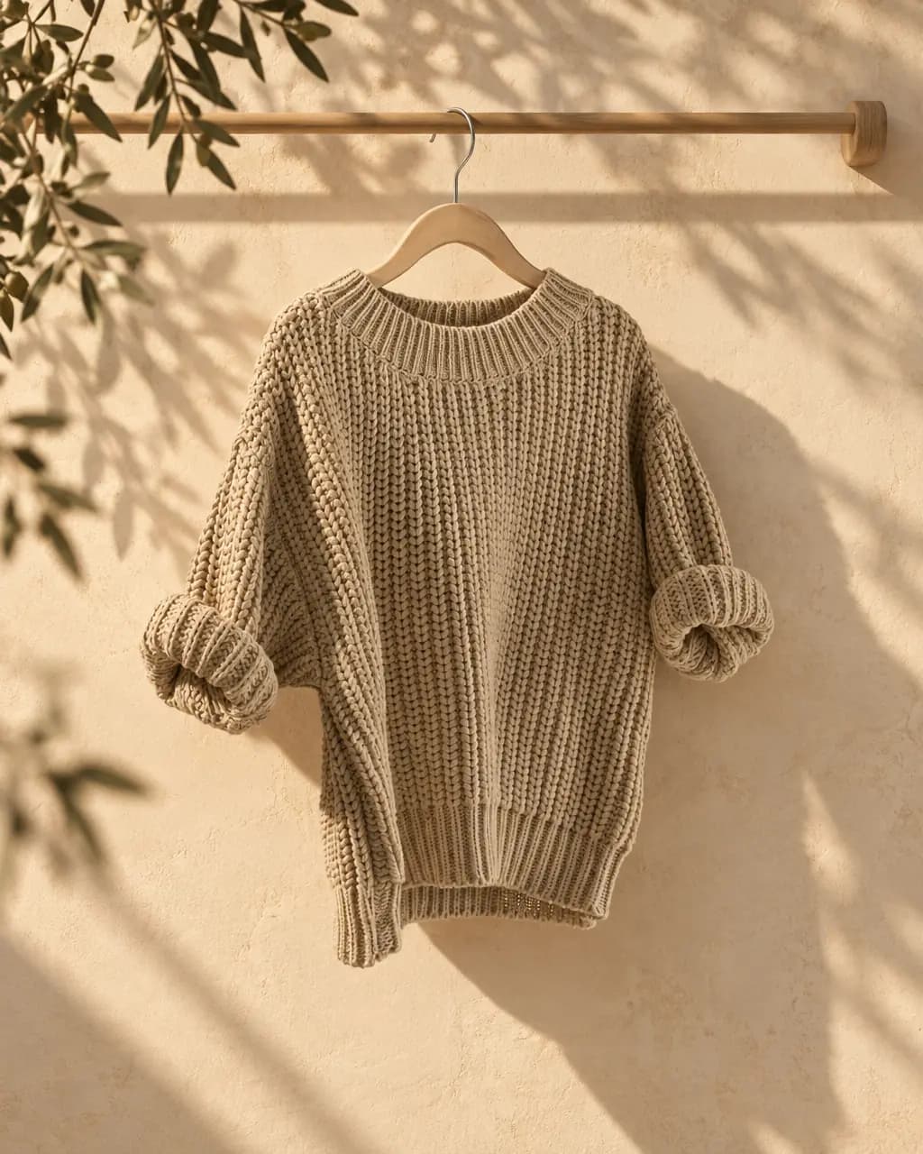 Oat knit in the same limestone wall Look